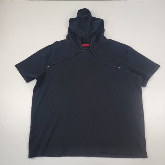 Hugo Boss Hoodie 2XL Black Short Sleeve Pullover Sweatshirt Athleisure - Picture 1 of 10